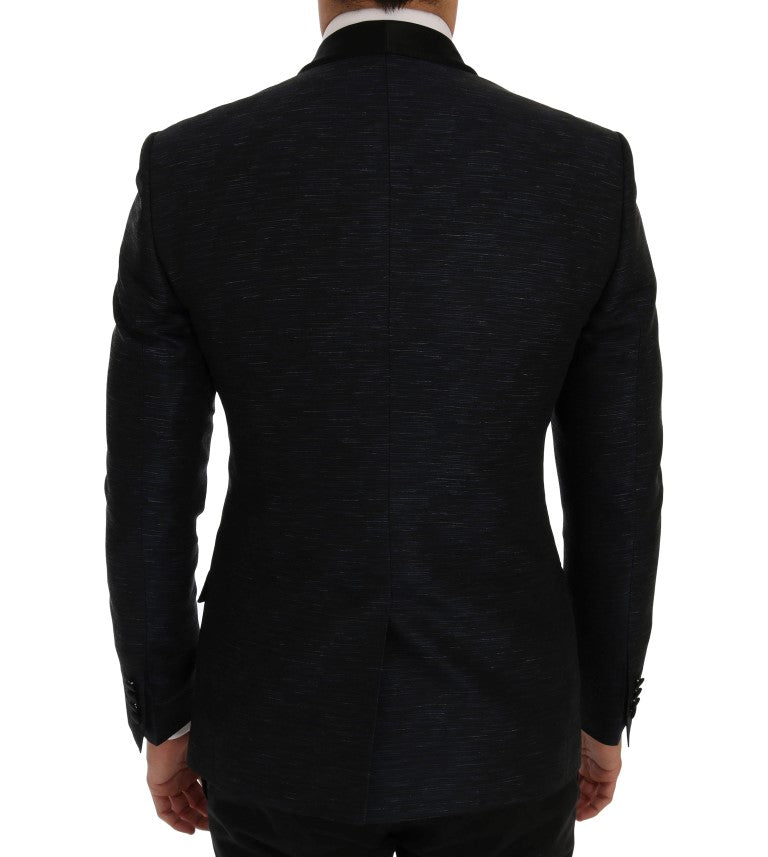 Dolce & Gabbana Elegant Blue & Black Slim Fit Suit Ensemble IT48 / M