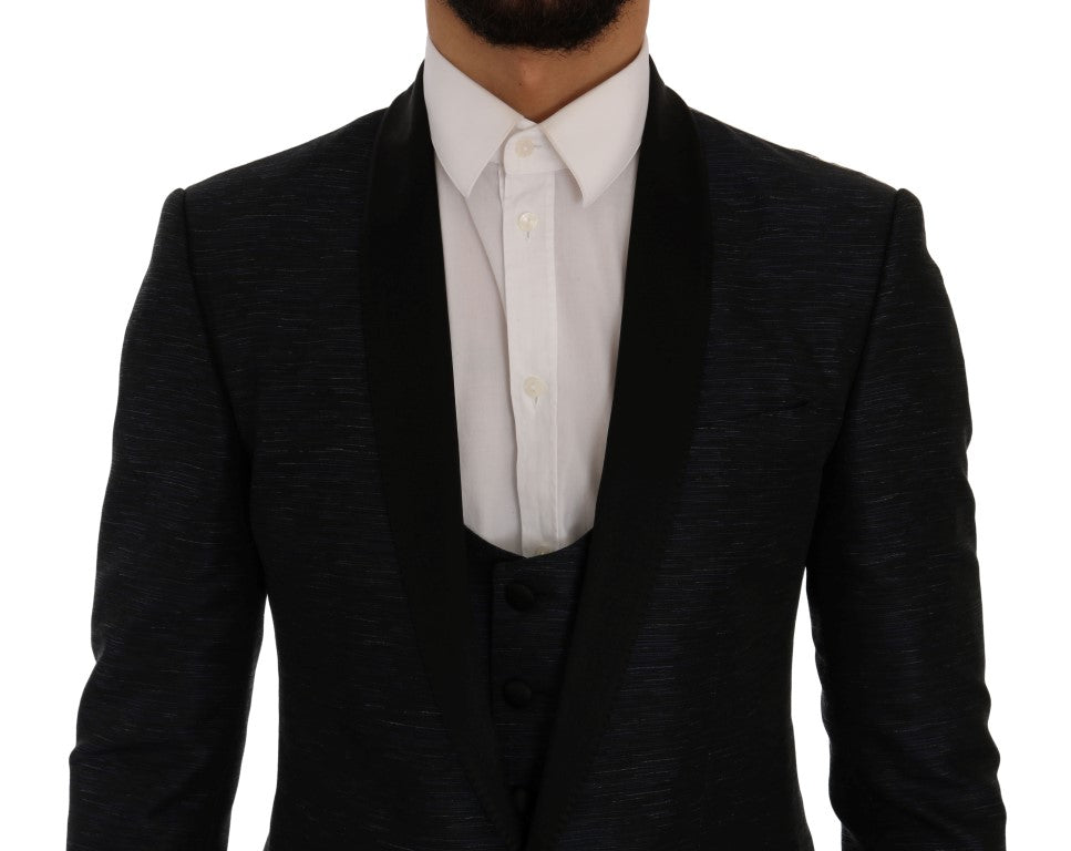 Dolce & Gabbana Elegant Blue & Black Slim Fit Suit Ensemble IT48 / M