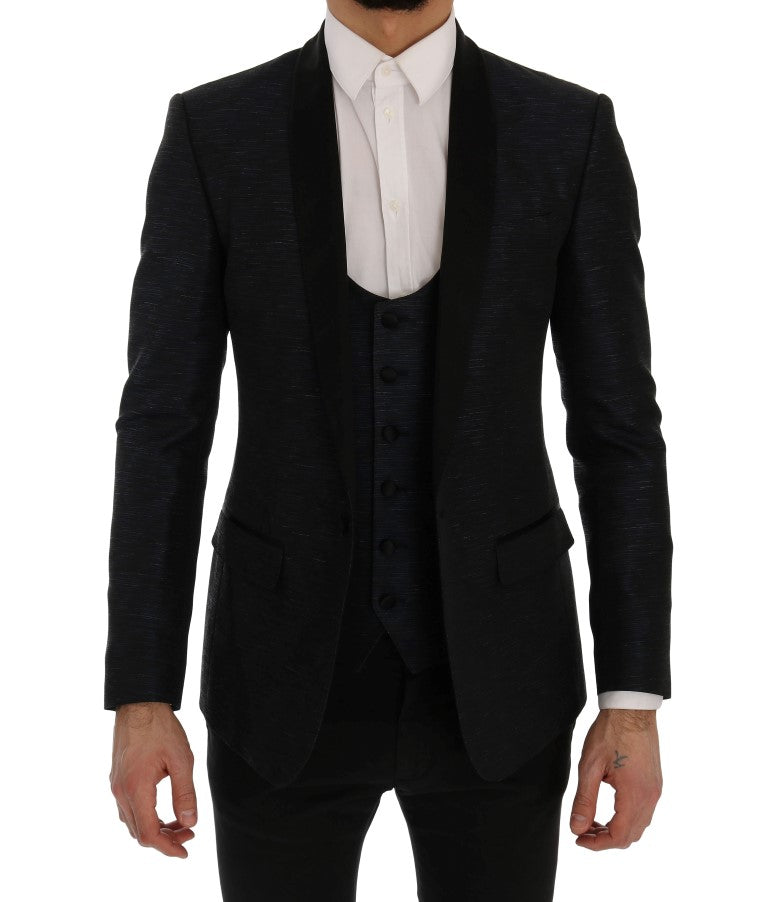 Dolce & Gabbana Elegant Blue & Black Slim Fit Suit Ensemble IT48 / M