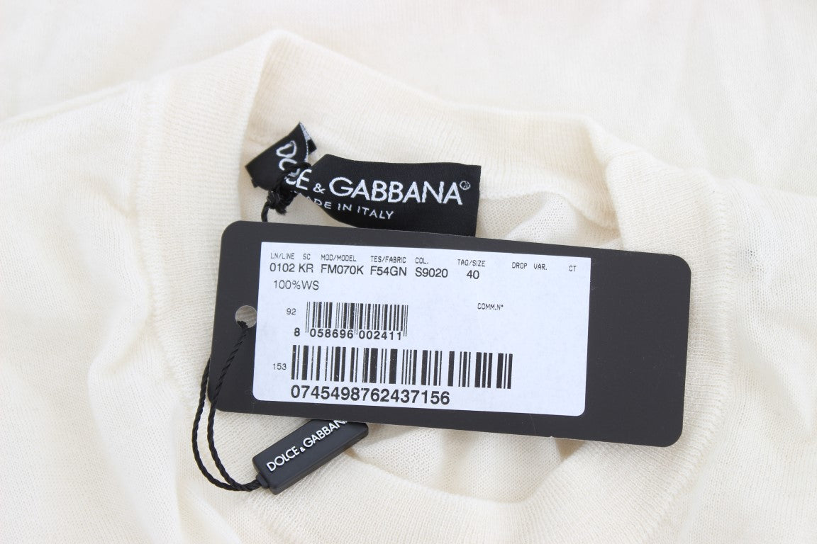 Dolce & Gabbana Elegant White Cashmere Sweater IT40 | S