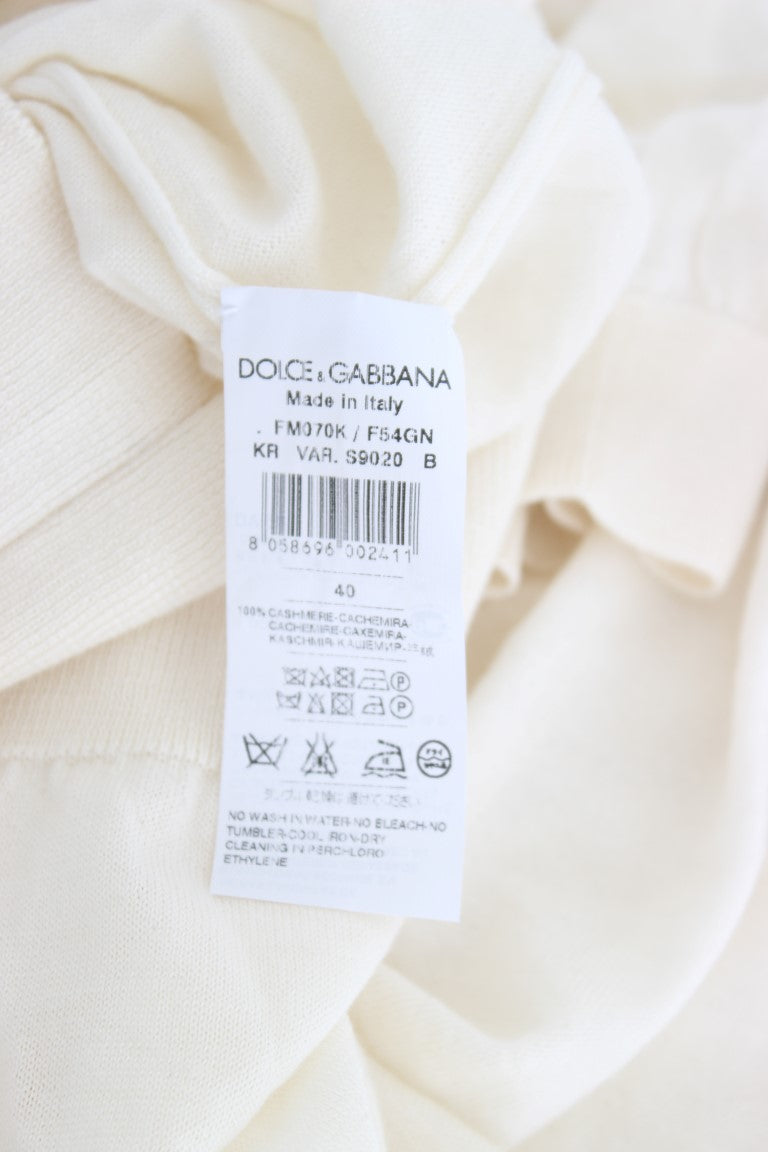 Dolce & Gabbana Elegant White Cashmere Sweater IT40 | S