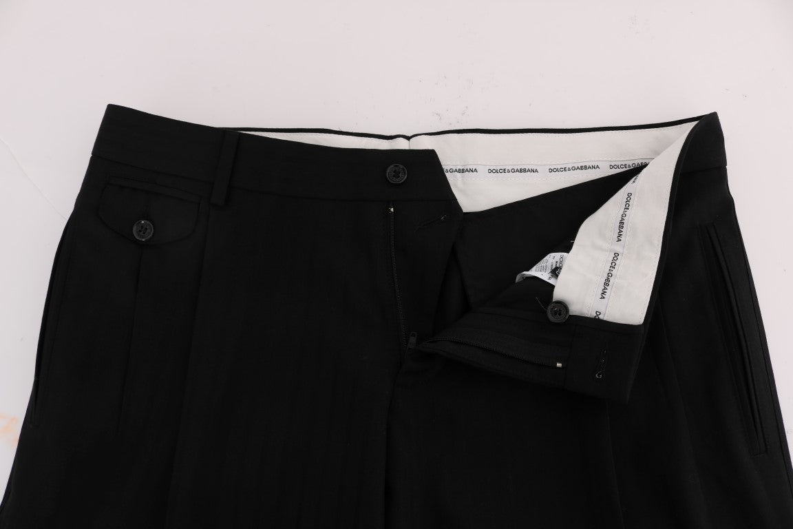 Dolce & Gabbana Elegant Black Striped Straight Fit Dress Pants IT54 / XL