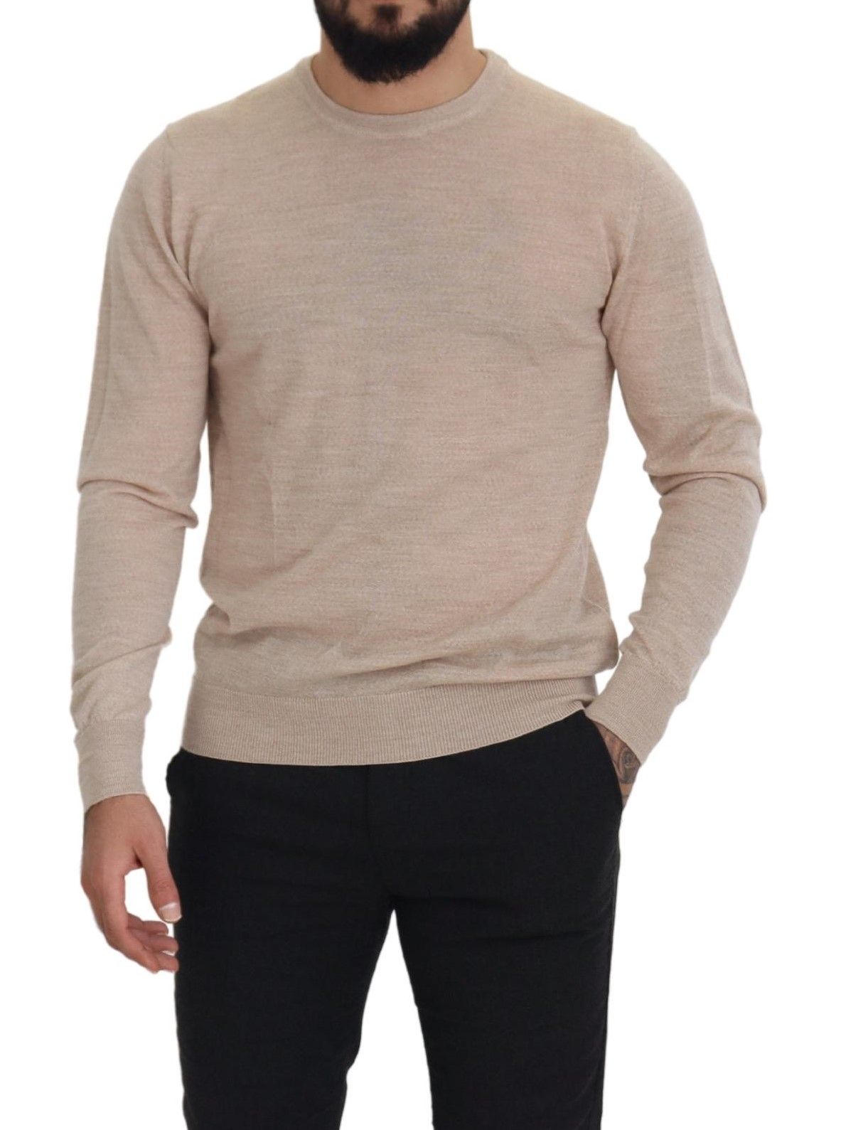 Dolce & Gabbana Elegant Beige Crewneck Wool  IT50 / L