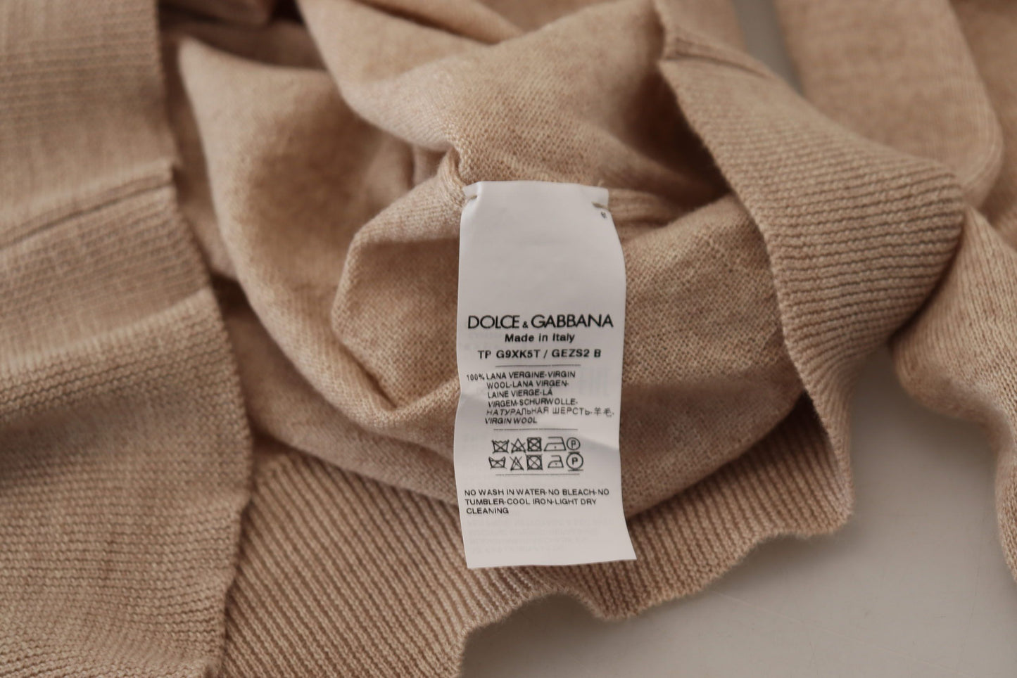 Dolce & Gabbana Elegant Beige Crewneck Wool  IT50 / L