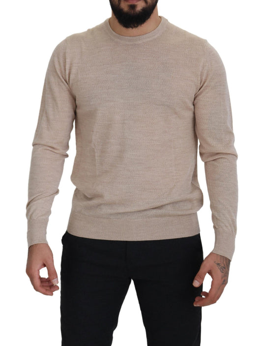 Dolce & Gabbana Elegant Beige Crewneck Wool  IT50 / L