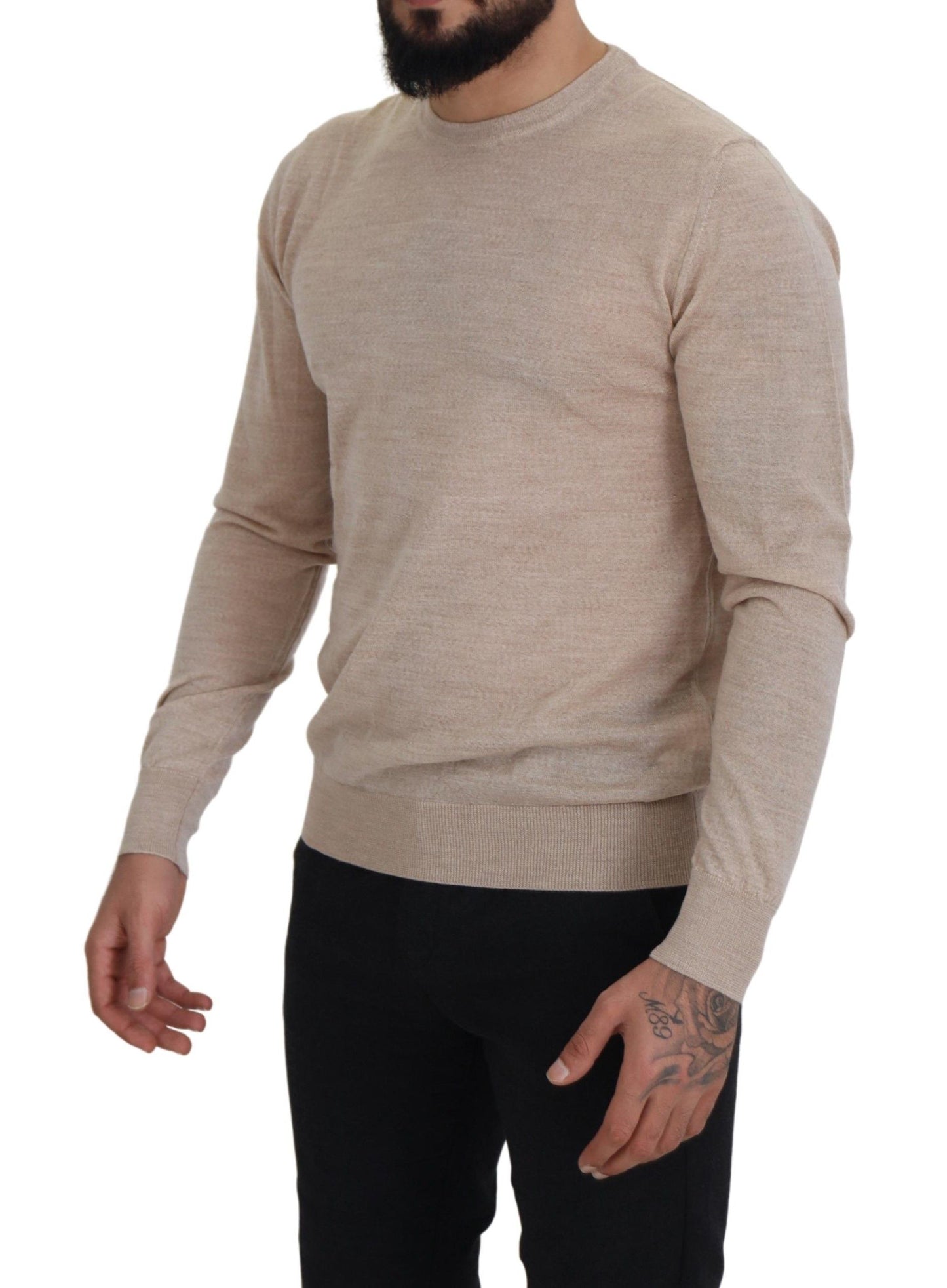 Dolce & Gabbana Elegant Beige Crewneck Wool  IT50 / L