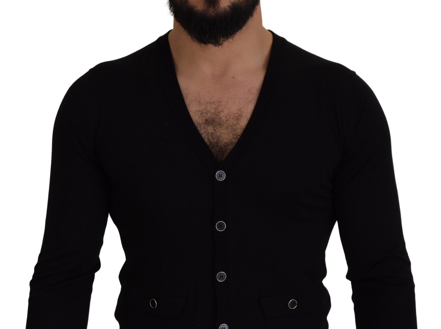 Dolce & Gabbana Elegant Wool Buttoned Black Cardigan IT44 / XS