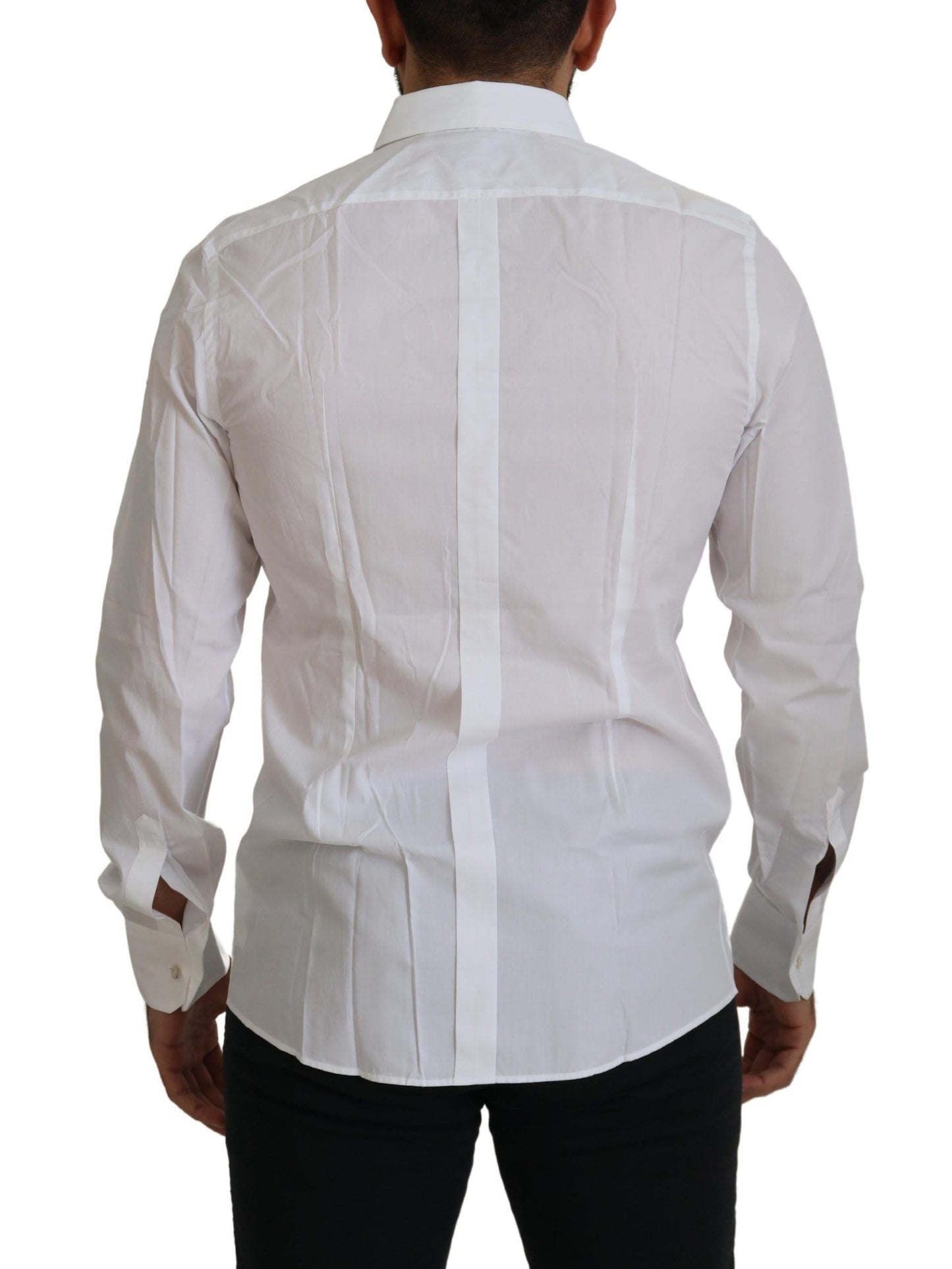 Dolce & Gabbana Elegant White Peacock Feather Dress Shirt IT41 | L