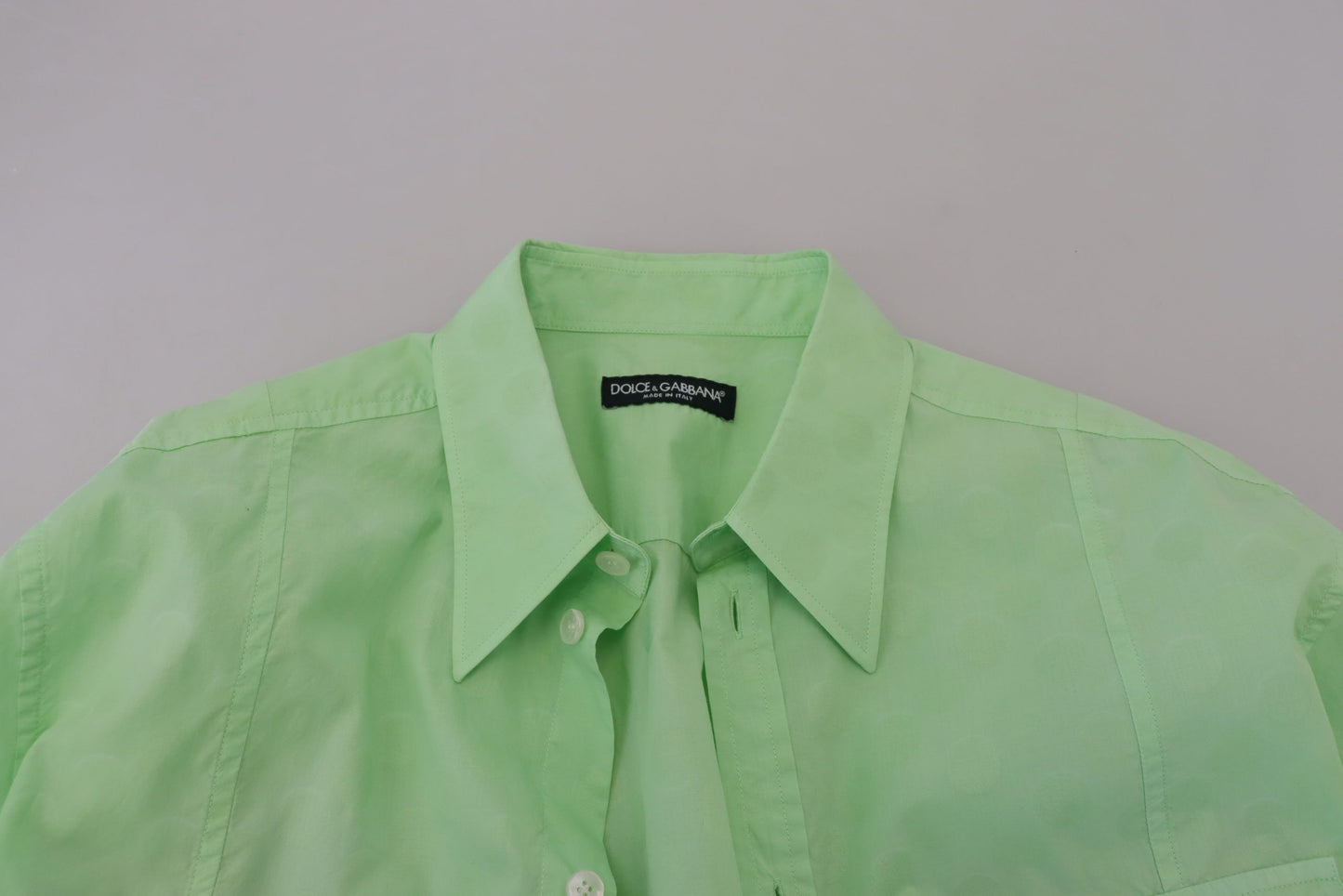 Dolce & Gabbana Mint Green Slim Fit Casual Button-Down Shirt IT42 | XL