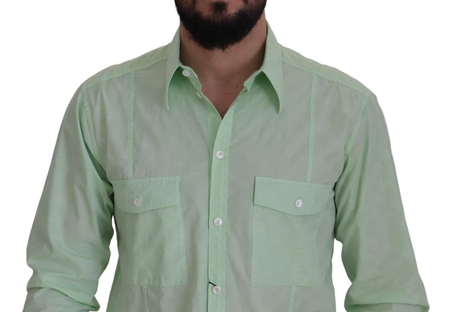 Dolce & Gabbana Mint Green Slim Fit Casual Button-Down Shirt IT42 | XL