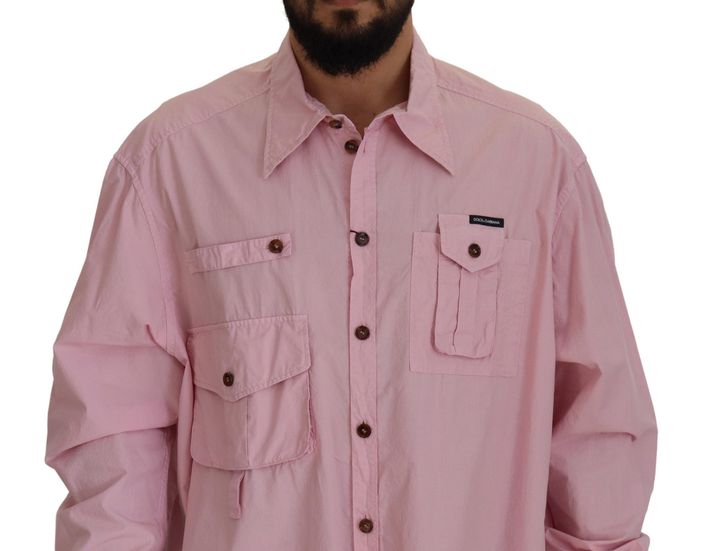 Dolce & Gabbana Elegant Pink Casual Cotton Shirt IT45 / 3XL