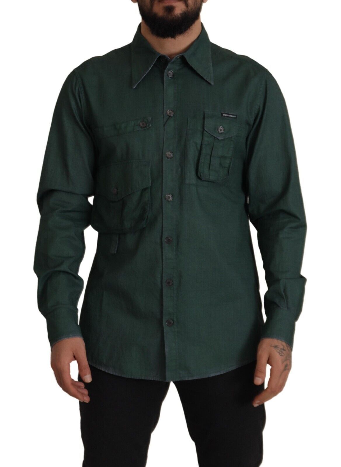 Dolce & Gabbana Emerald Elegance Slim Fit Casual Shirt IT41 | L