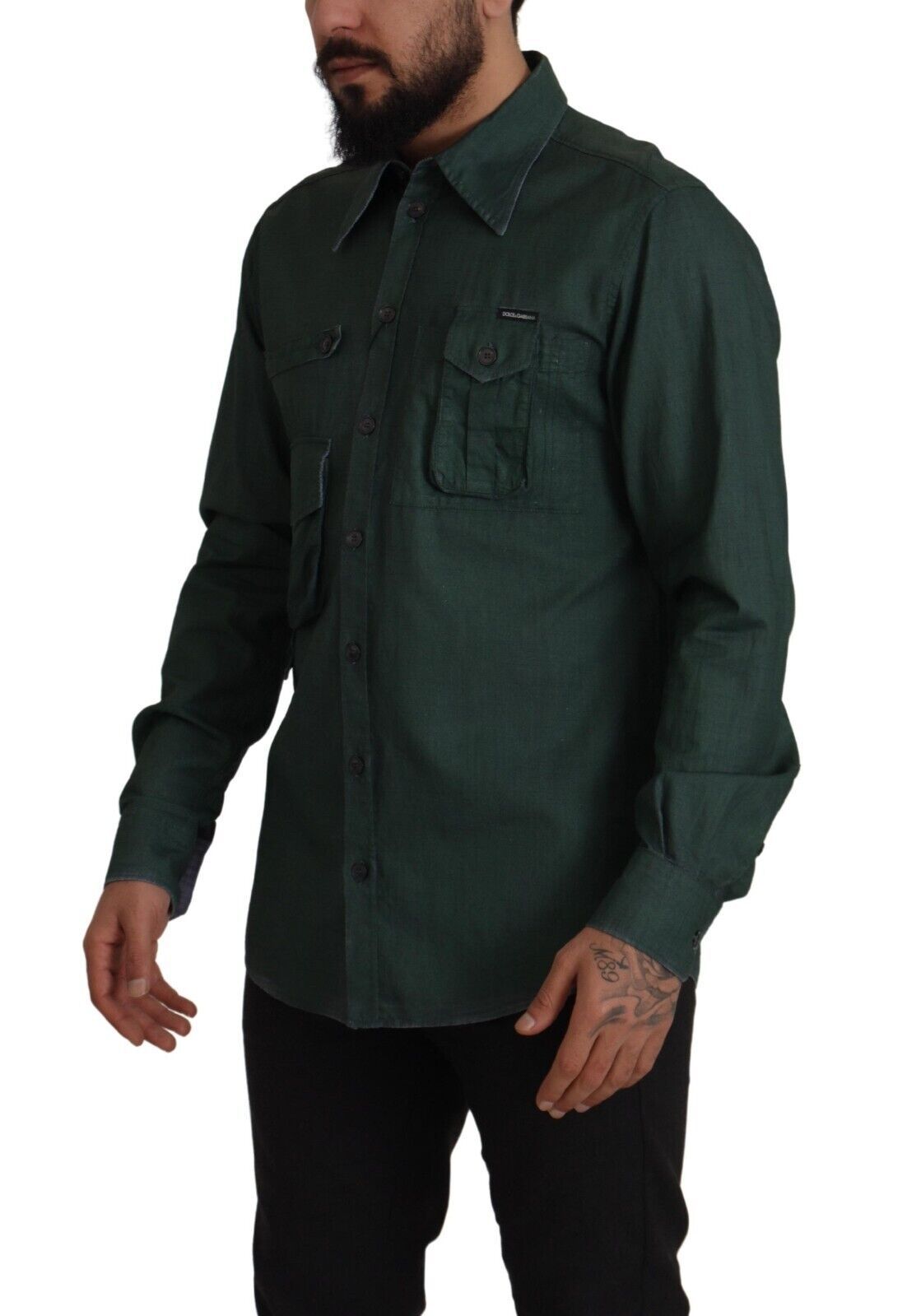 Dolce & Gabbana Emerald Elegance Slim Fit Casual Shirt IT41 | L