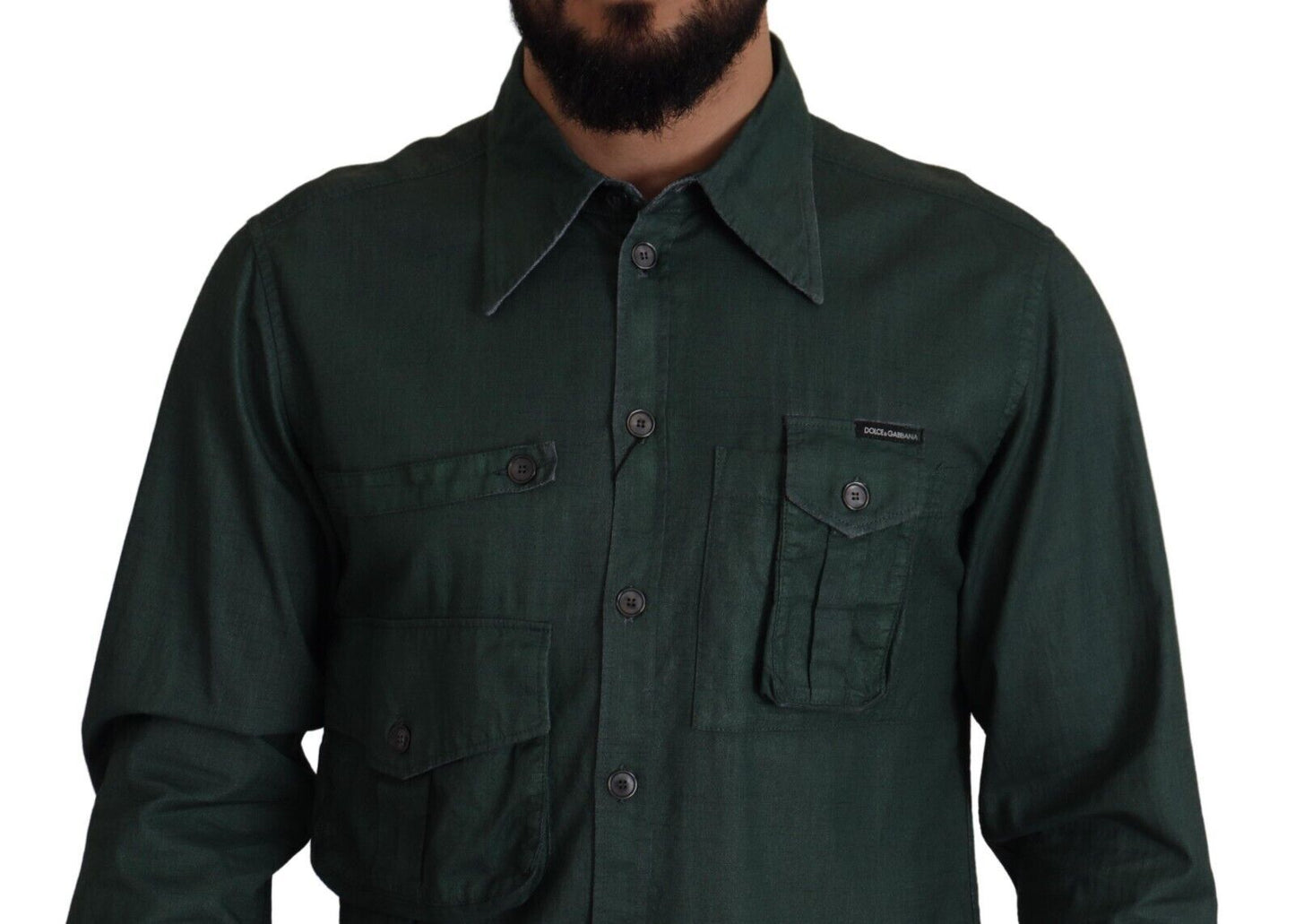 Dolce & Gabbana Emerald Elegance Slim Fit Casual Shirt IT41 | L