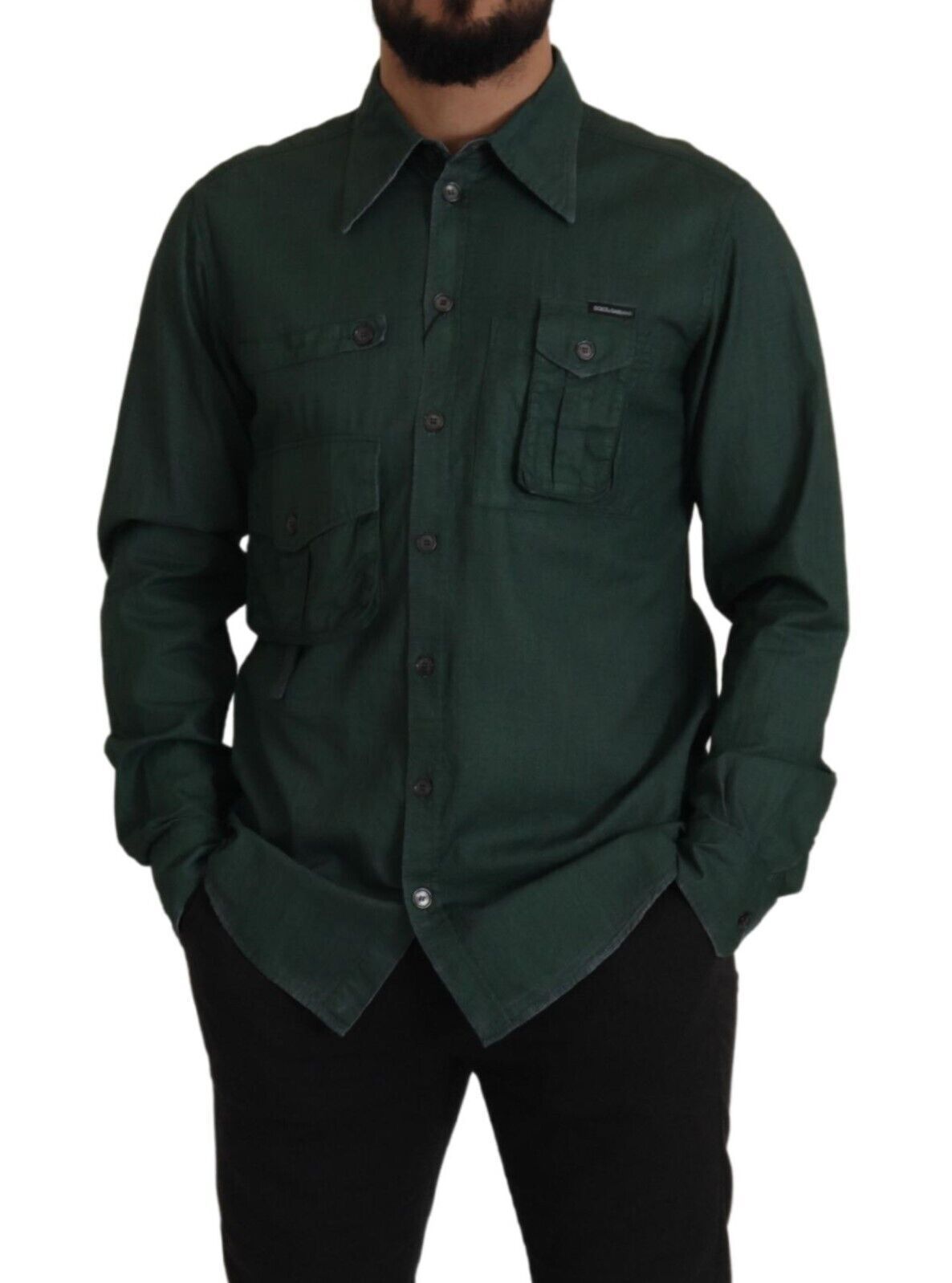 Dolce & Gabbana Emerald Elegance Slim Fit Casual Shirt IT41 | L