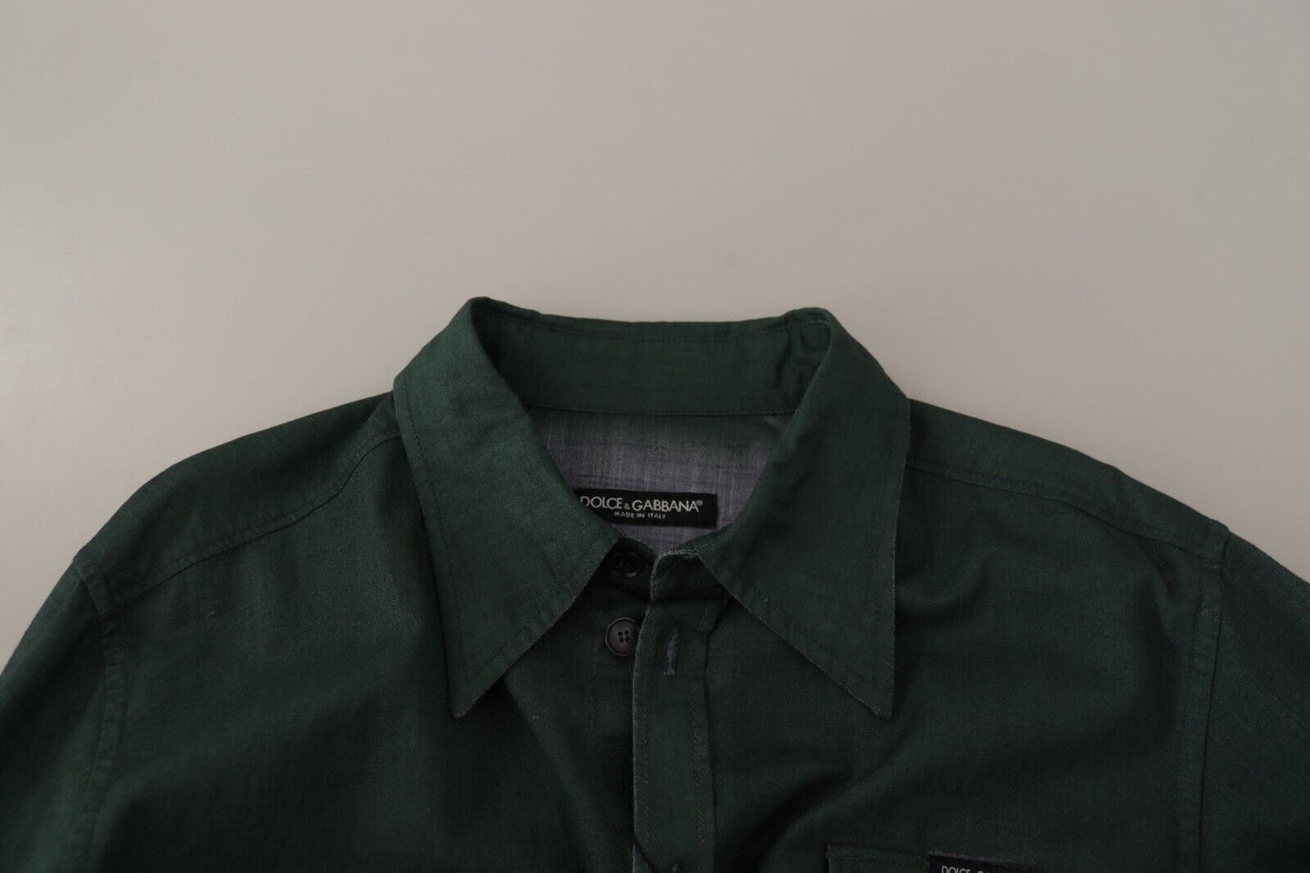 Dolce & Gabbana Emerald Elegance Slim Fit Casual Shirt IT41 | L