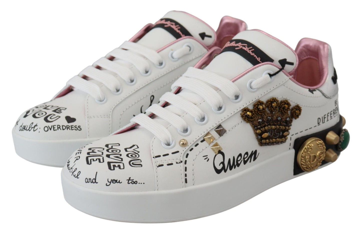 Dolce & Gabbana Queen Crown Chic Leather Sneakers EU34 / US3.5