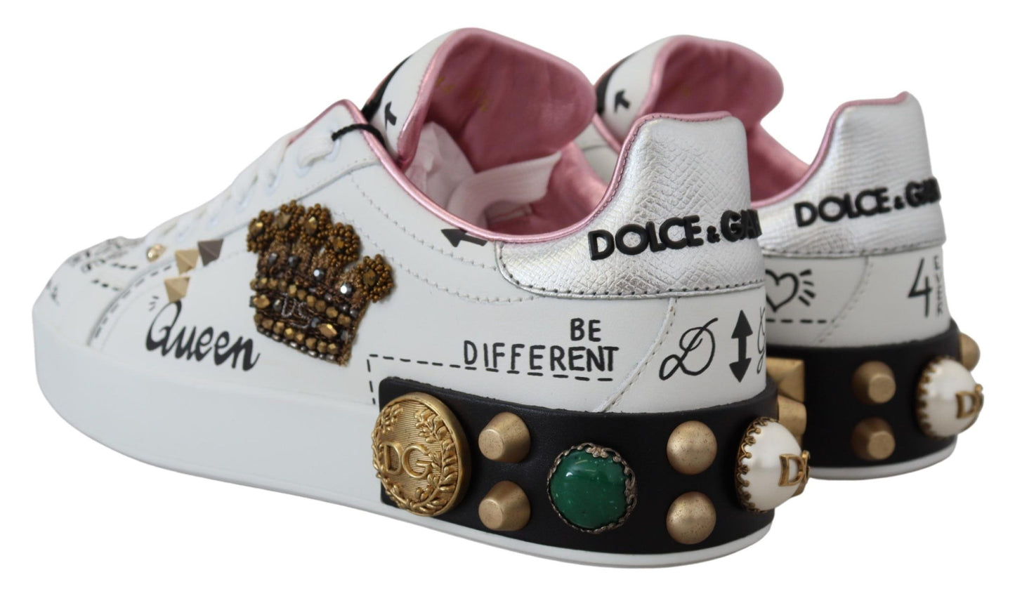 Dolce & Gabbana Queen Crown Chic Leather Sneakers EU34 / US3.5