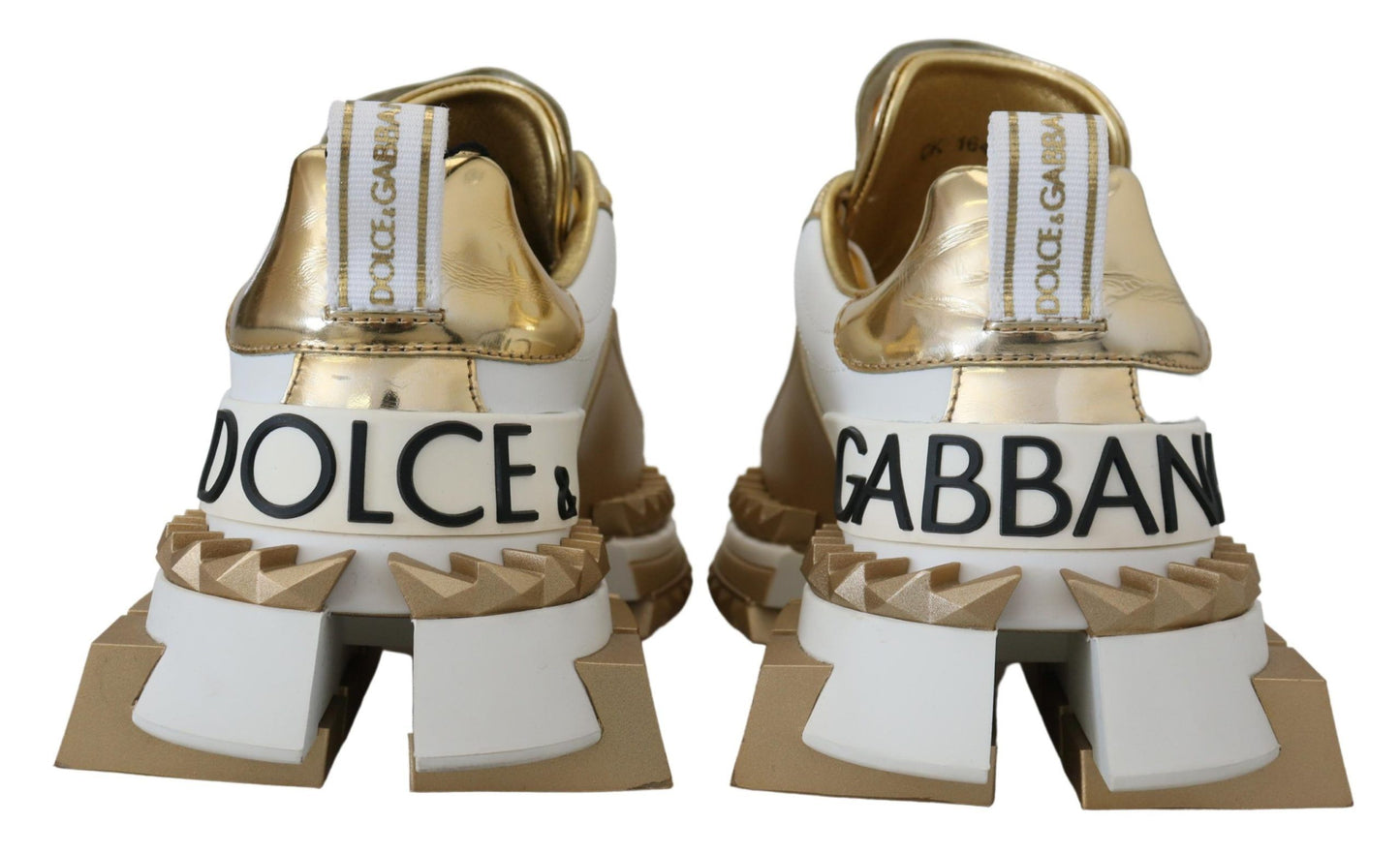 Dolce & Gabbana Elegant White and Gold Leather Sneakers EU35 / US4.5