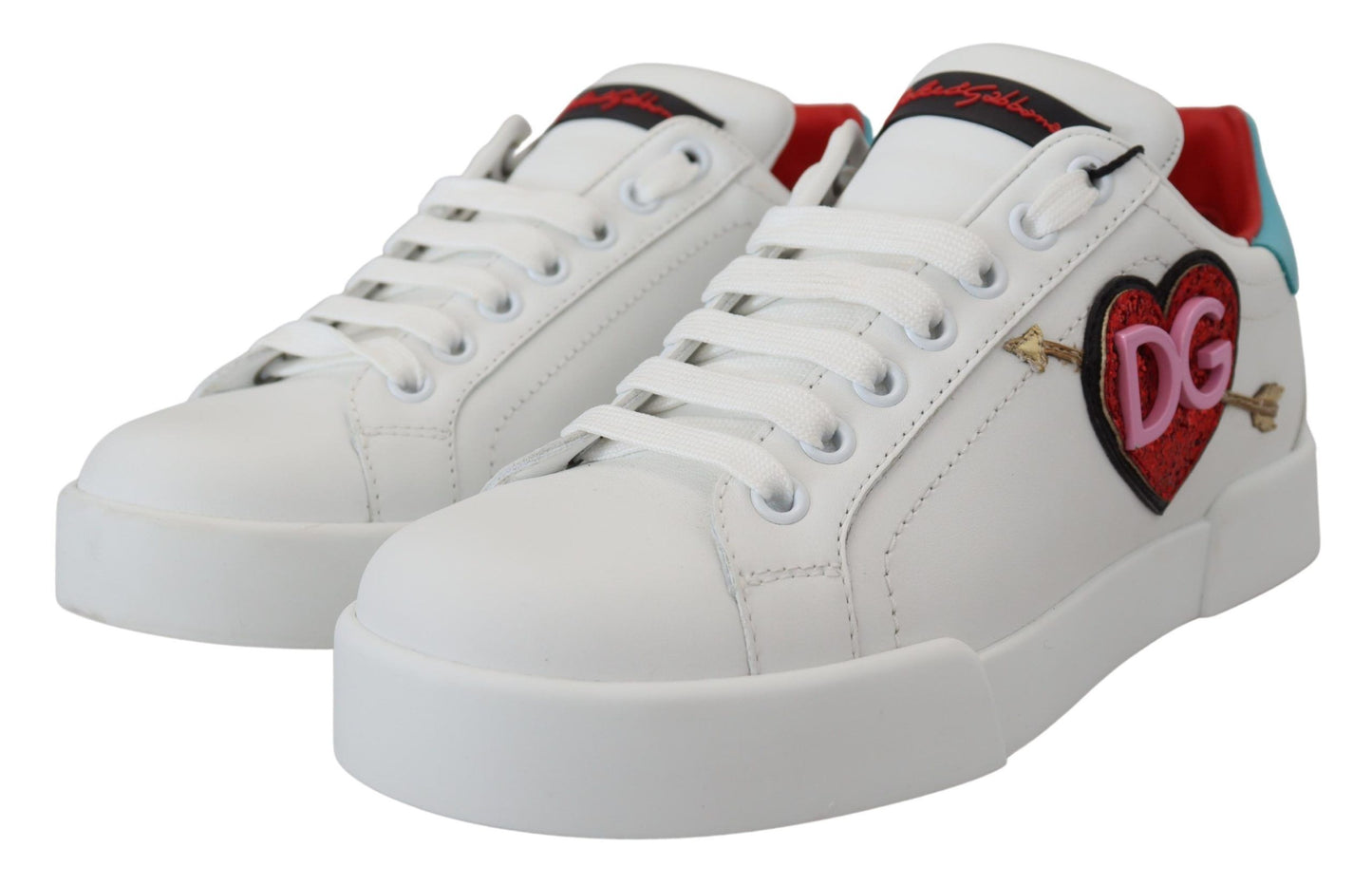 Dolce & Gabbana Elegant White Portofino Leather Sneakers EU35 / US4.5