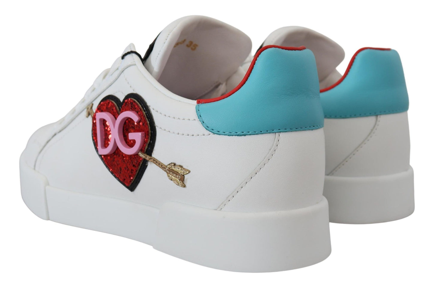 Dolce & Gabbana Elegant White Portofino Leather Sneakers EU35 / US4.5