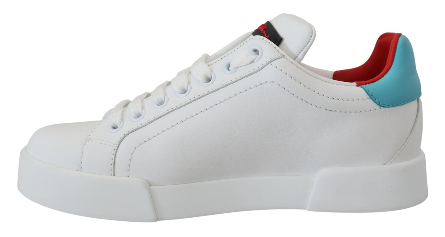 Dolce & Gabbana Elegant White Portofino Leather Sneakers EU35 / US4.5