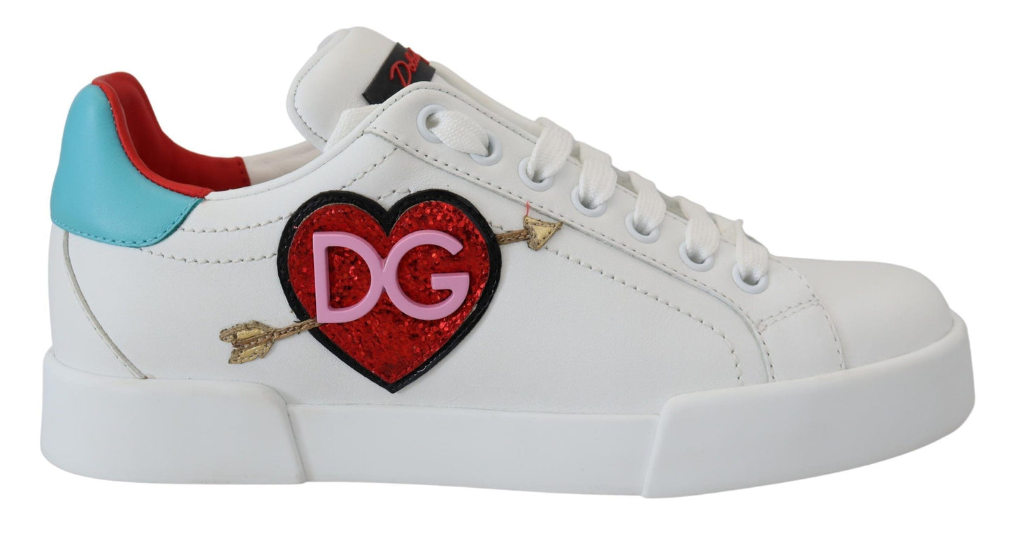 Dolce & Gabbana Elegant White Portofino Leather Sneakers EU35 / US4.5