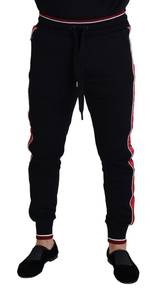 Dolce & Gabbana Elegant Black Jogging Sweatpants with Red Detail IT44 / XS