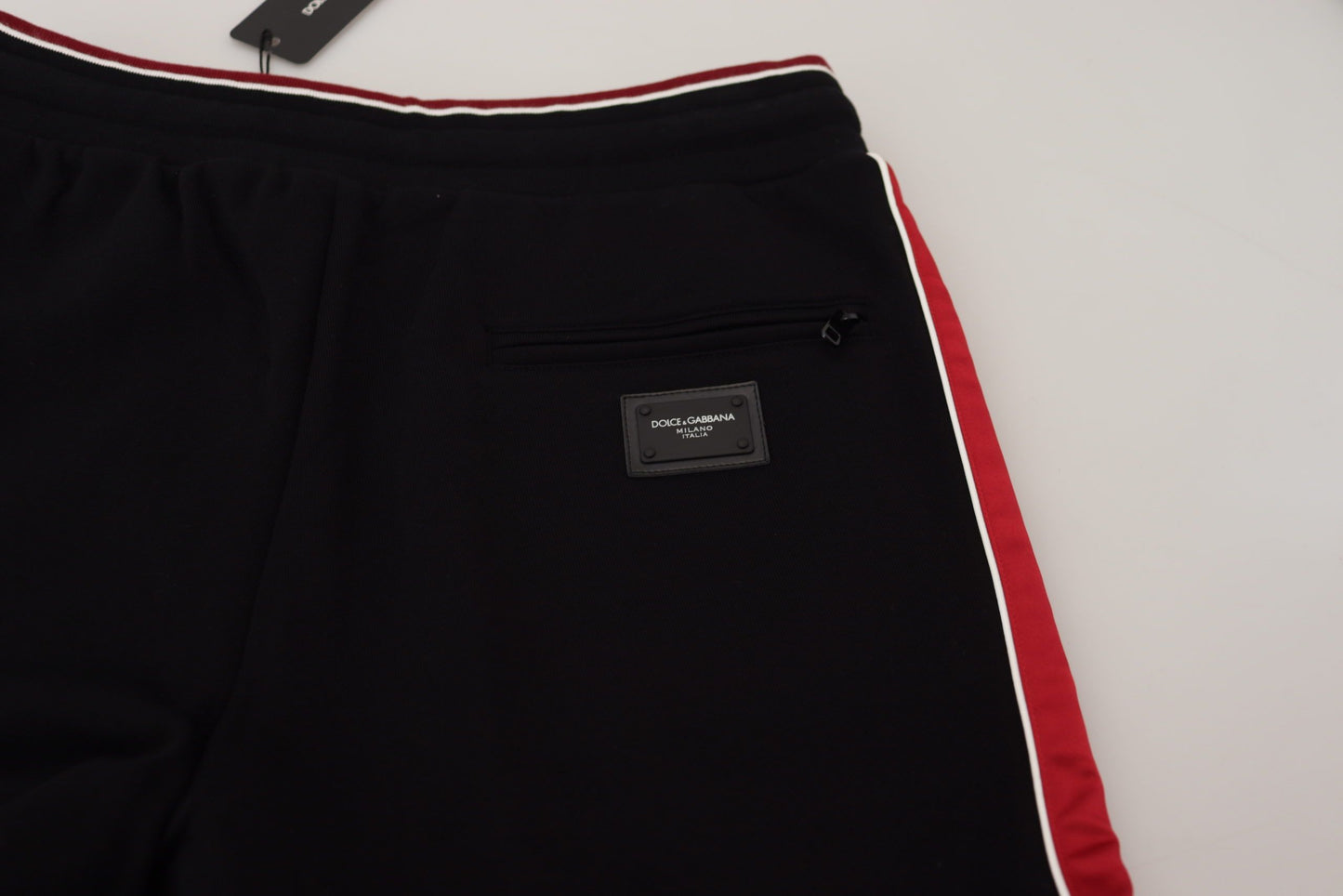 Dolce & Gabbana Elegant Black Jogging Sweatpants with Red Detail IT44 / XS