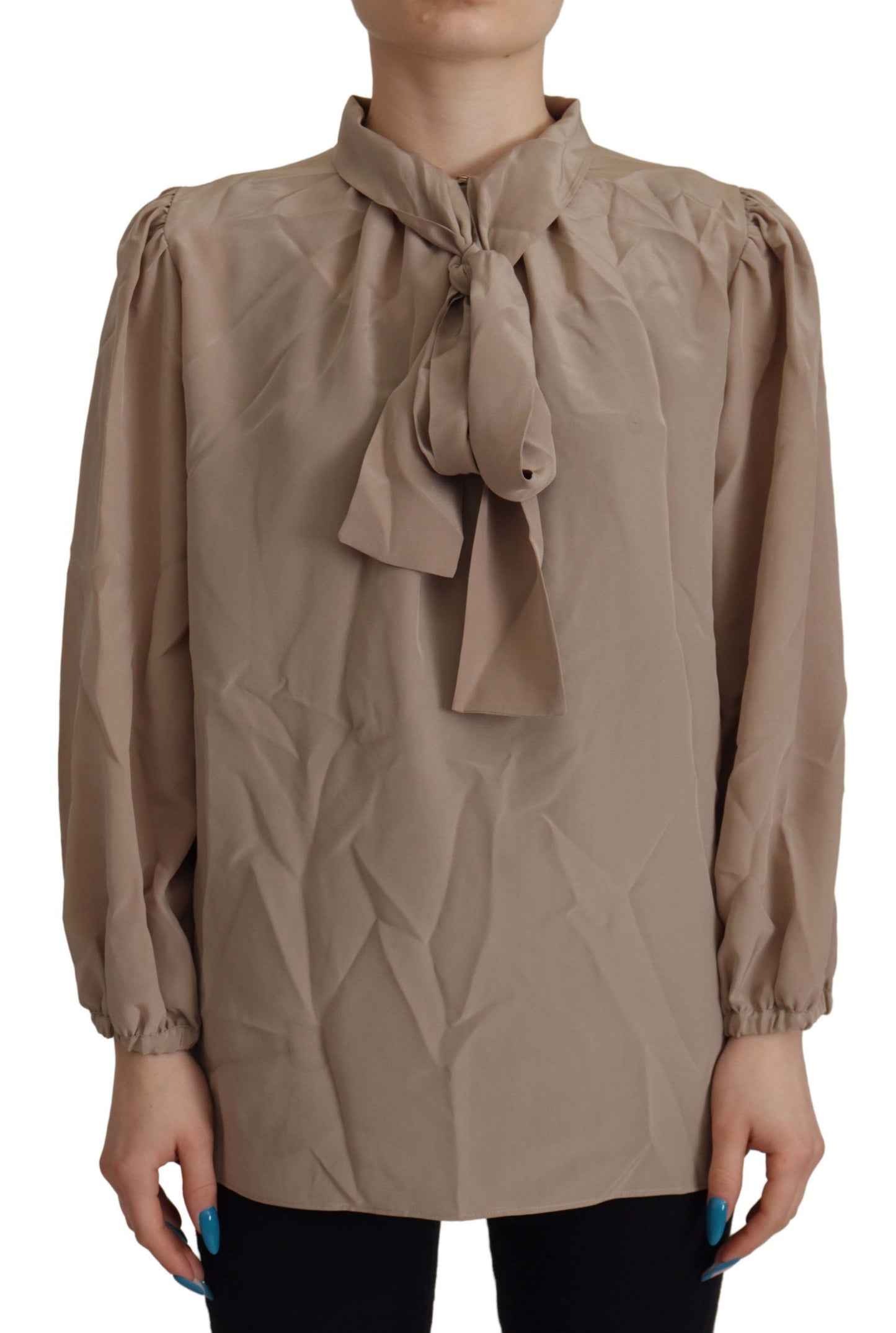 Dolce & Gabbana Elegant Silk Ascot Collar Blouse IT42 | M