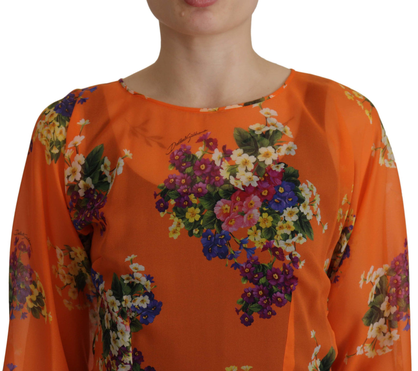 Dolce & Gabbana Elegant Floral Silk Blouse with Back Zipper IT40 | S