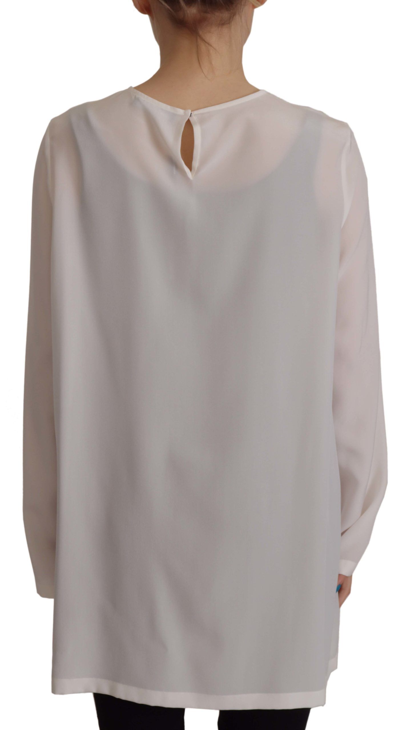 Dolce & Gabbana Elegant Silk Top with Logo Embroidery IT40 | S