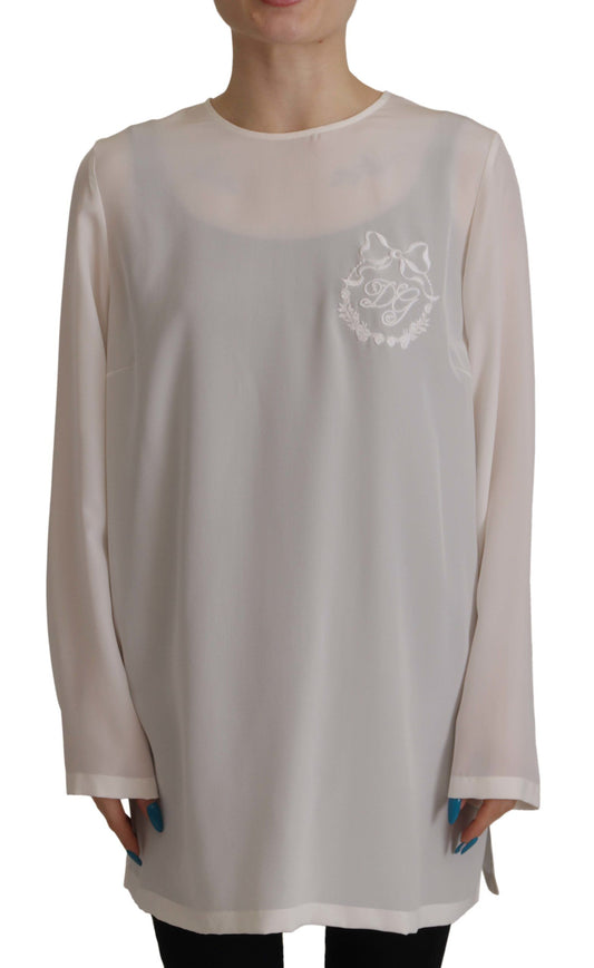 Dolce & Gabbana Elegant Silk Top with Logo Embroidery IT40 | S