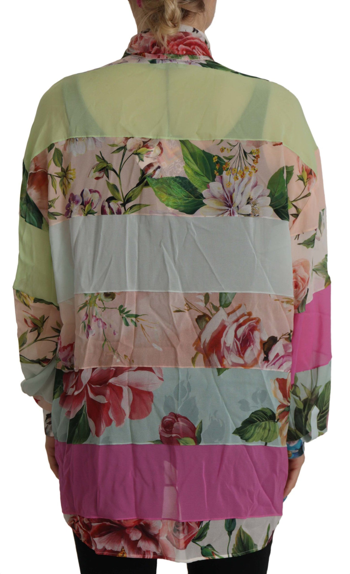 Dolce & Gabbana Elegant Floral Patchwork Silk Blouse IT42 | M