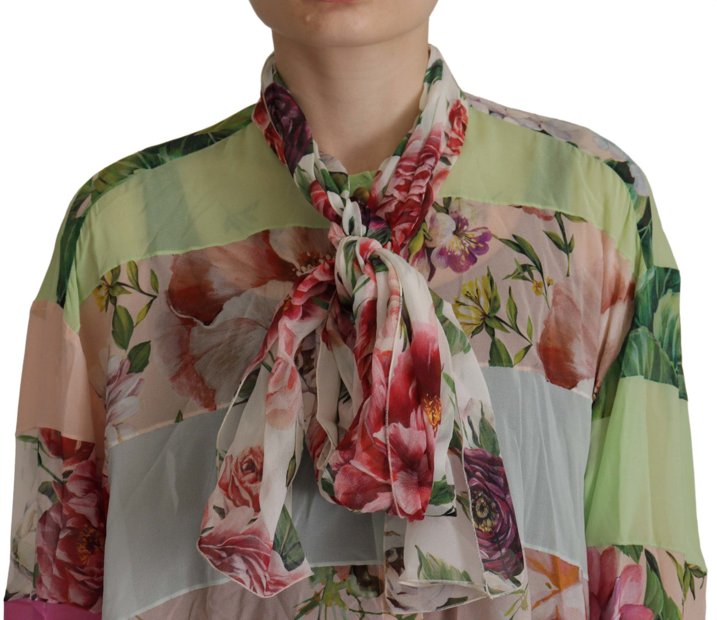 Dolce & Gabbana Elegant Floral Patchwork Silk Blouse IT42 | M