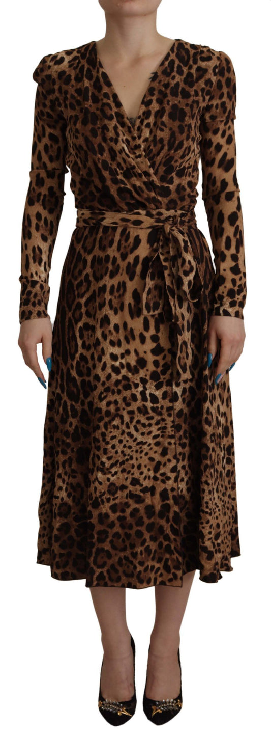 Dolce & Gabbana Elegant V-Neck A-Line Maxi Dress in Brown IT36 / XXS