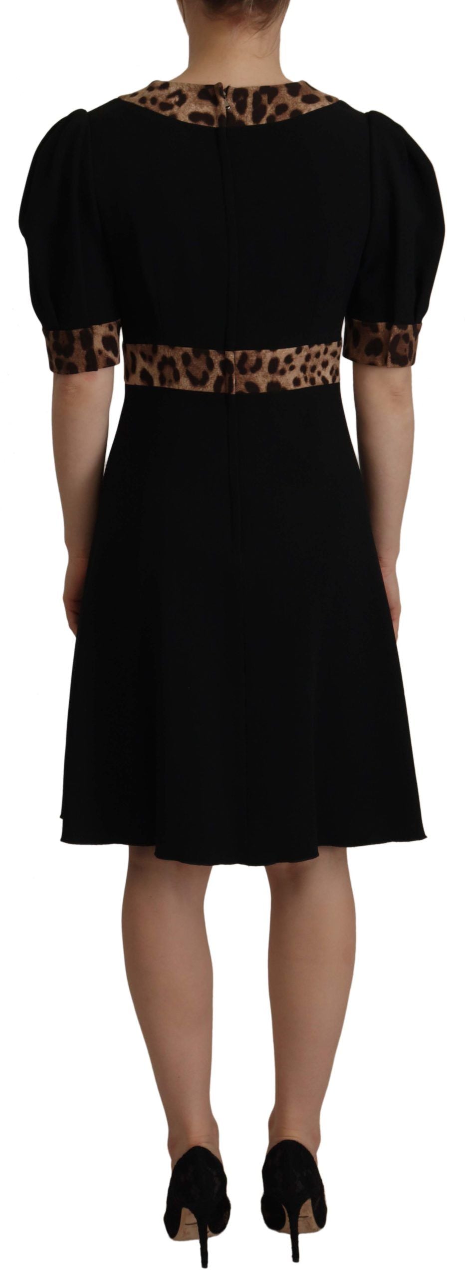 Dolce & Gabbana Elegant Black V-Neck A-Line Dress IT38 / XS