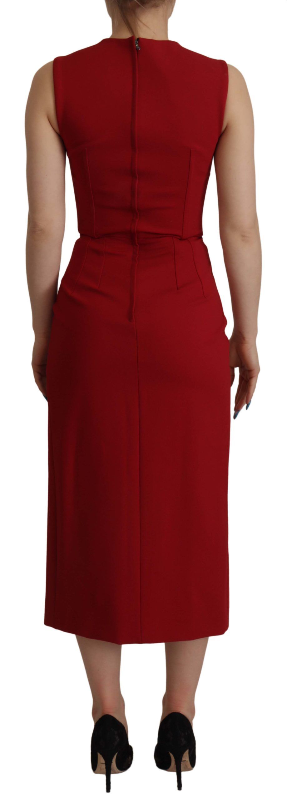 Dolce & Gabbana Elegant Red Bodycon Midi Dress IT36 / XXS