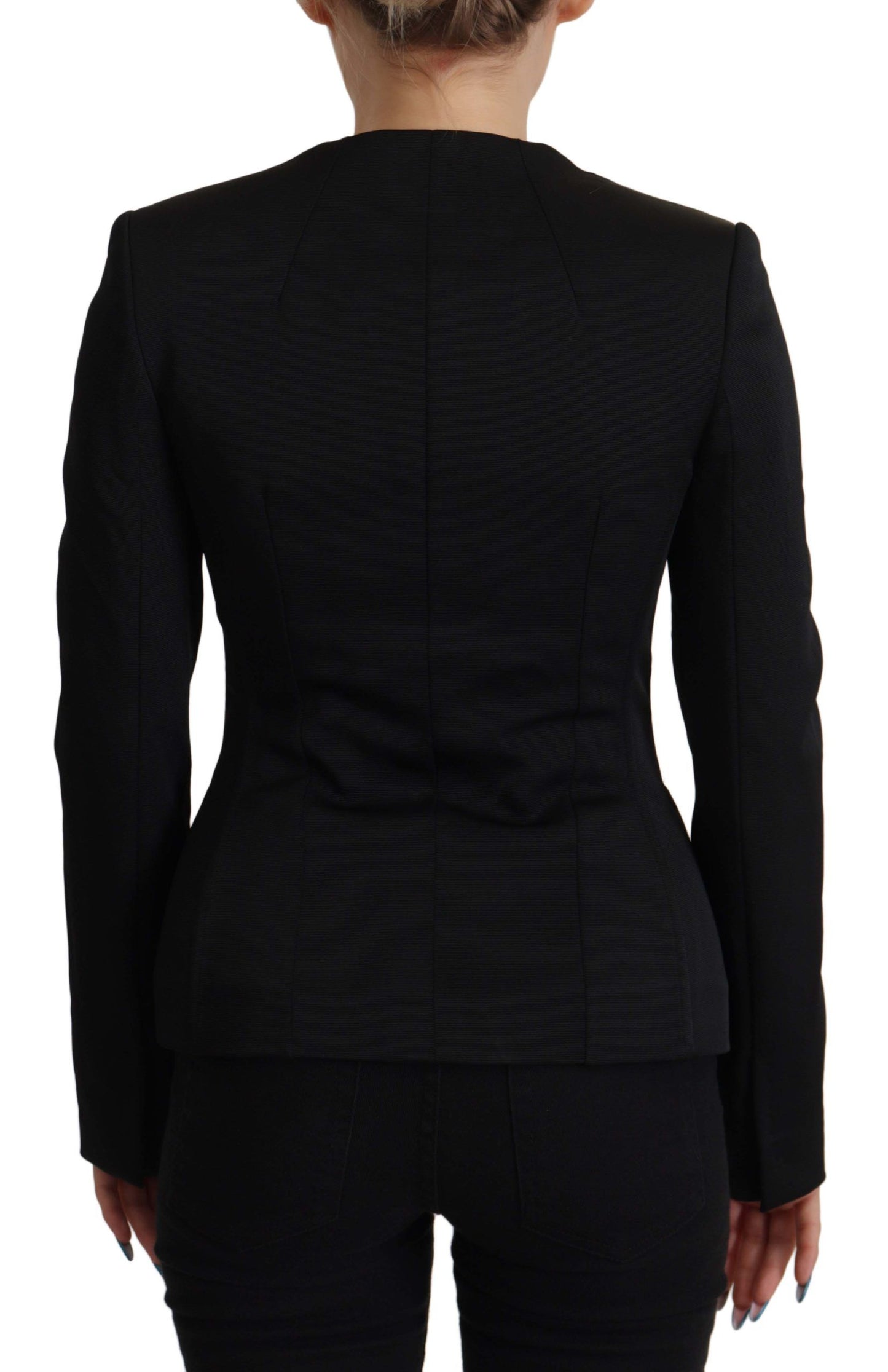 Dolce & Gabbana Sleek Black Snap Jacket with Silk Lining IT38 / XS