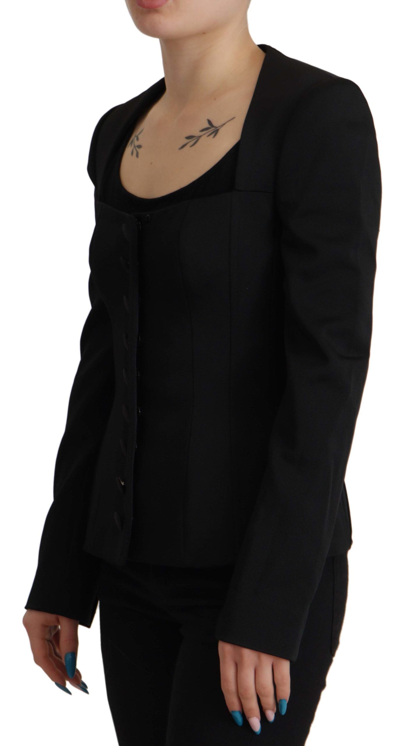 Dolce & Gabbana Sleek Black Snap Jacket with Silk Lining IT38 / XS