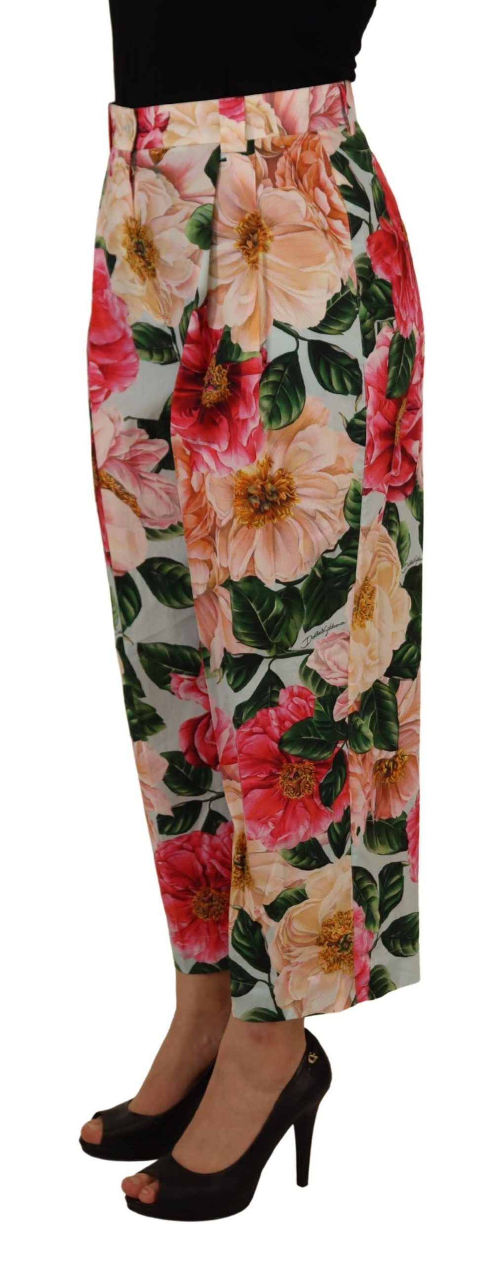 Dolce & Gabbana Exquisite Silk High Waist Pants IT36 / XXS