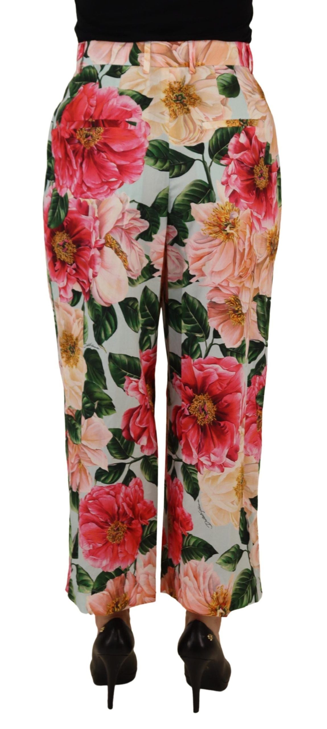 Dolce & Gabbana Exquisite Silk High Waist Pants IT36 / XXS