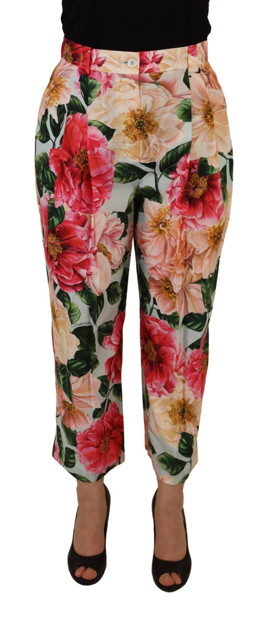 Dolce & Gabbana Exquisite Silk High Waist Pants IT36 / XXS