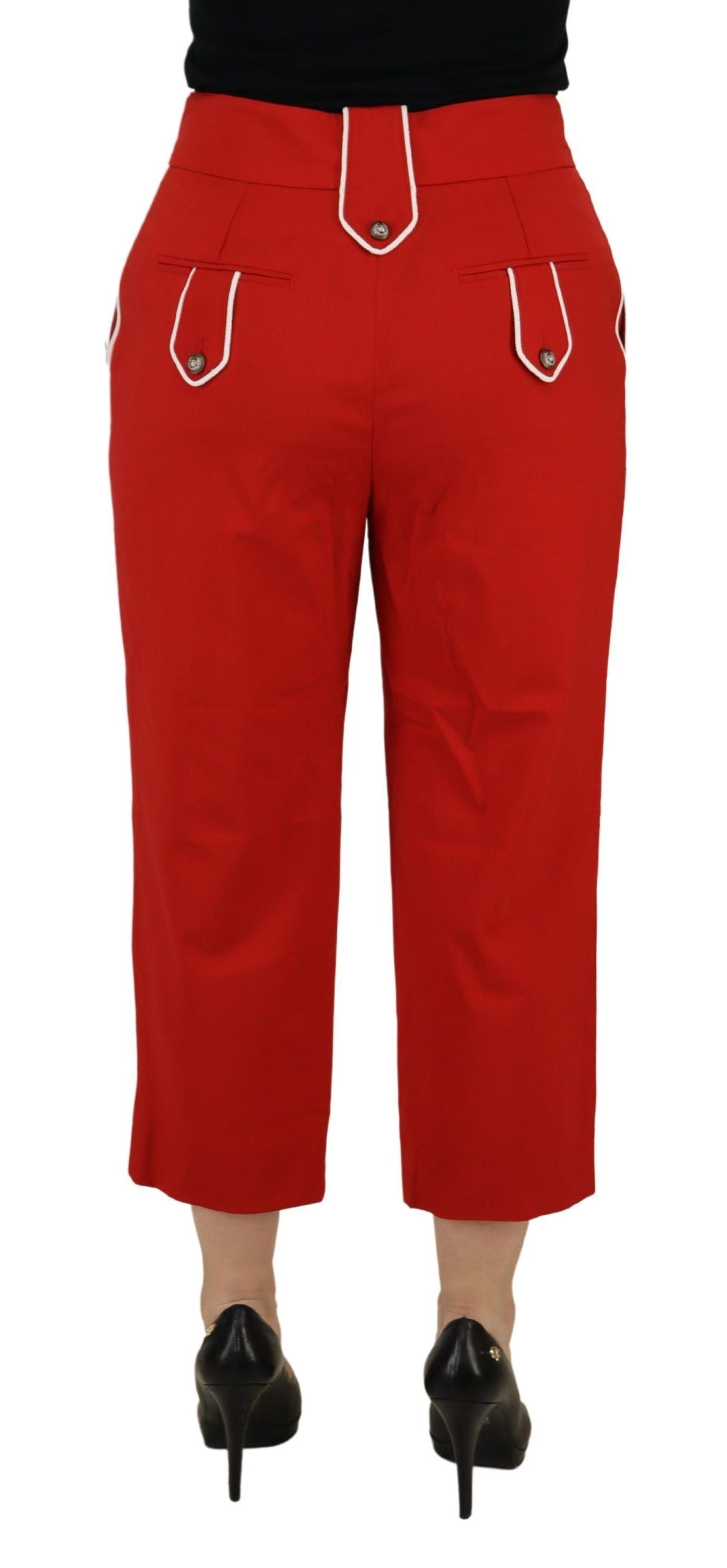 Dolce & Gabbana Elegant Red High-Waist Cropped Pants IT46 / XL