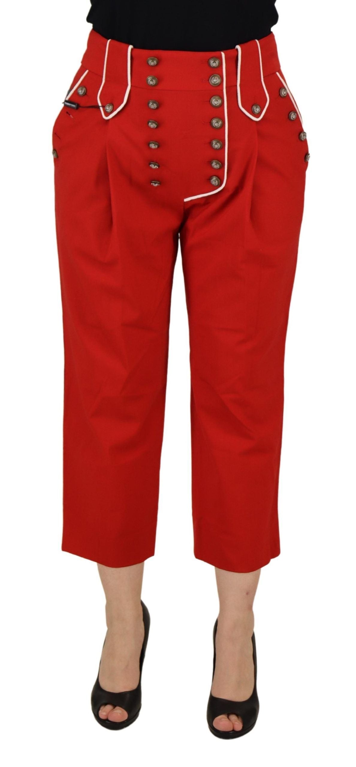 Dolce & Gabbana Elegant Red High-Waist Cropped Pants IT46 / XL