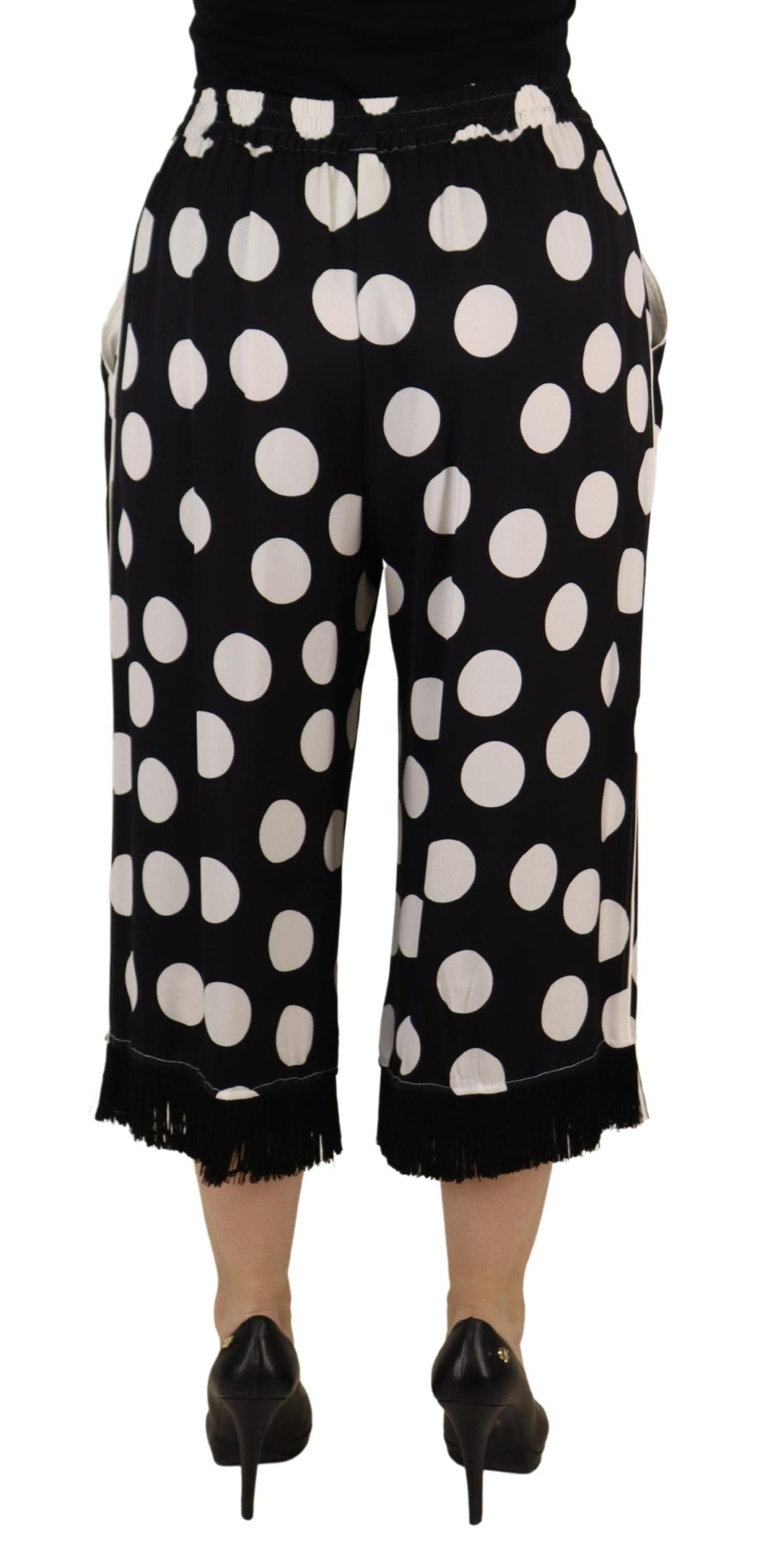 Dolce & Gabbana Polka Dot Silk Mid Waist Pants IT48 / XL