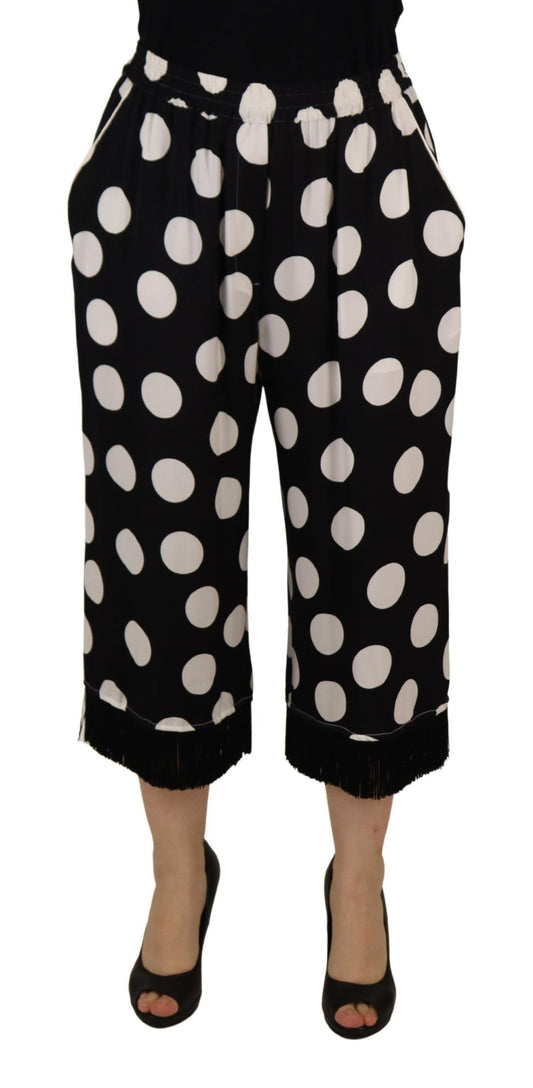 Dolce & Gabbana Polka Dot Silk Mid Waist Pants IT48 / XL