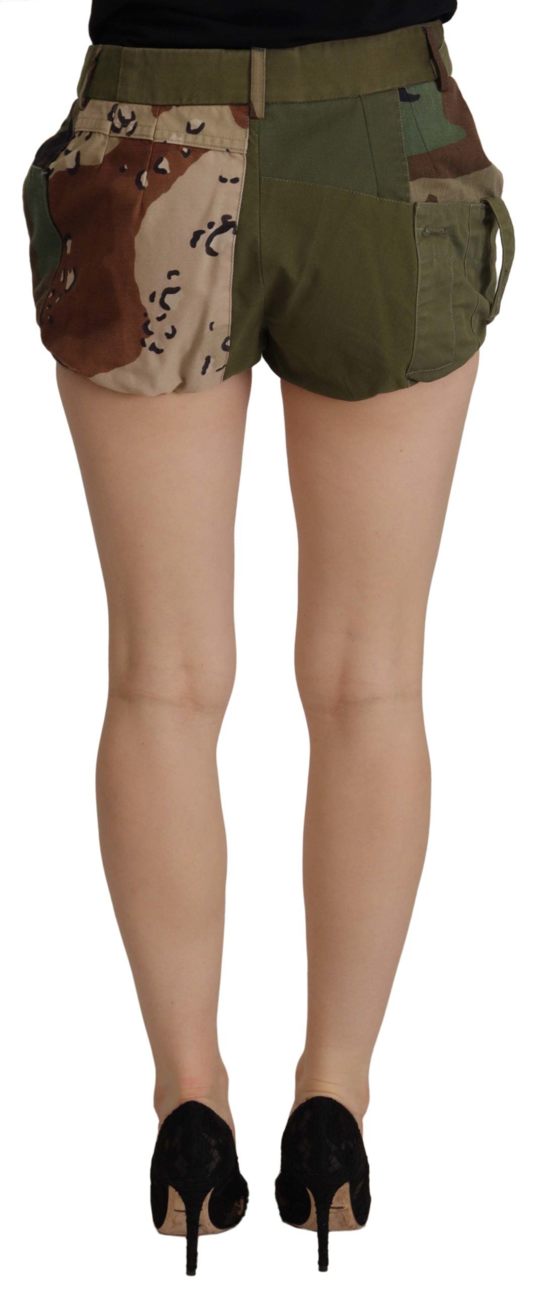 Dolce & Gabbana Army Green High-Waist Hot Pants IT40 / S