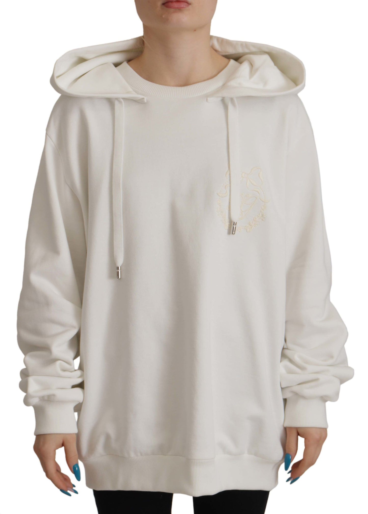 Dolce & Gabbana Chic White Hooded Pullover Sweater IT40 / S