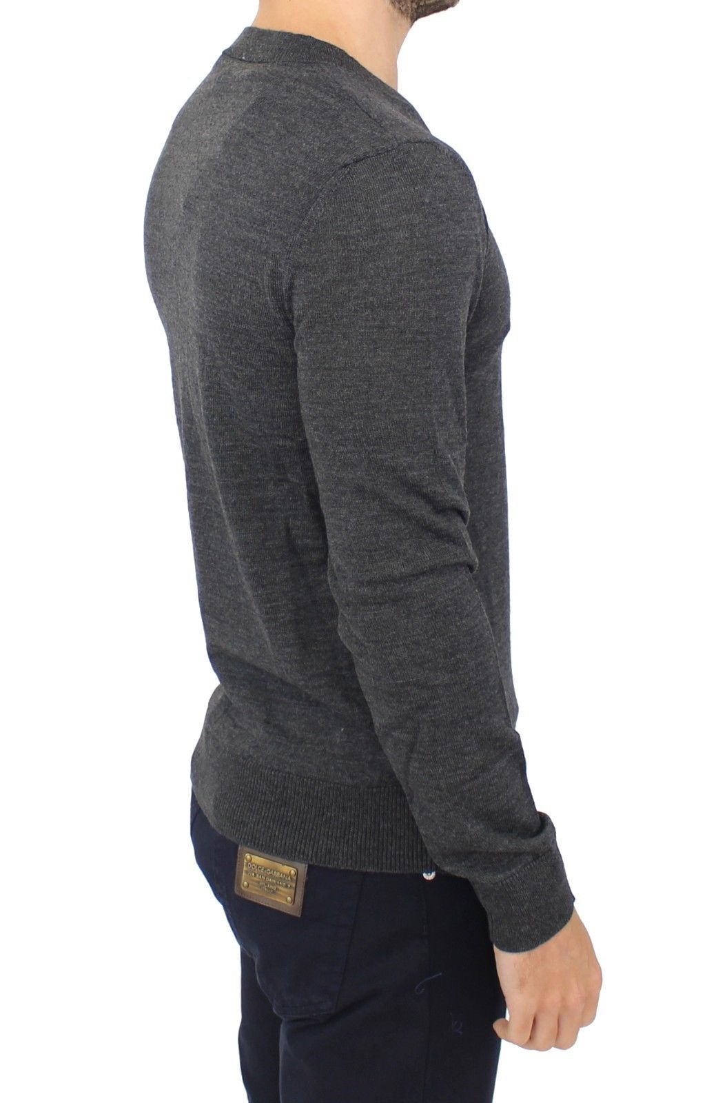 Ermanno Scervino Chic Gray V-Neck Wool Blend Pullover Sweater IT46 | S